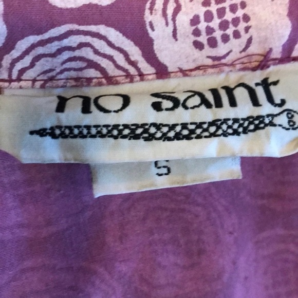 vintage no saint cotton block print collared dress / size small - Picture 3 of 3